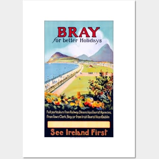 Vintage Travel Poster Ireland Bray for better holidays Posters and Art